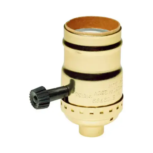 PASS & SEYMOUR 7090PGCC10 Incandescent Metal Shell Medium Base 3-Way Lampholder, 250-Watt, 250-Volt