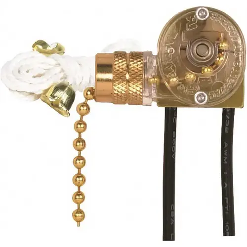 Satco 90/704 6 in. Brass Finish On-Off Canopy Chain with White Cord