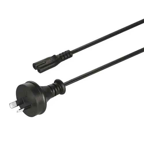 Hafele 833.89.001 Mains lead, Country-specific, C7 socket 2,000.00 mm 250.00 V AU I (AU) 2-pin country-specific, Plug type: AU, length: 2 m Black