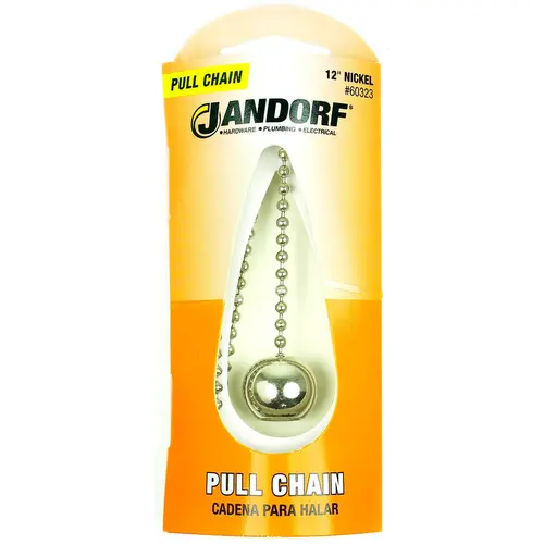 Jandorf 60323 Pull Chain, 12 in L Chain, Nickel Silver