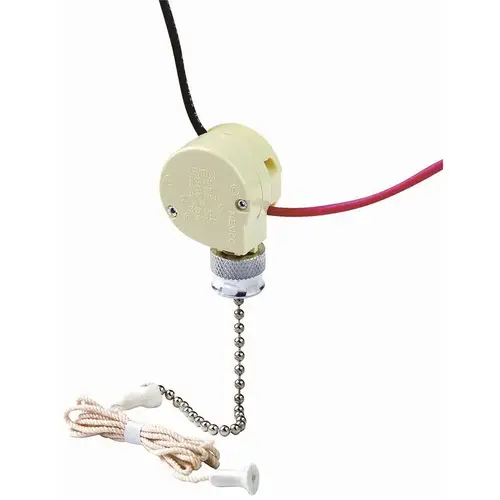 Leviton 1689-75 3-Amp Single-Pole Single Circuit (On-Off) Pull Chain Switch Ivory