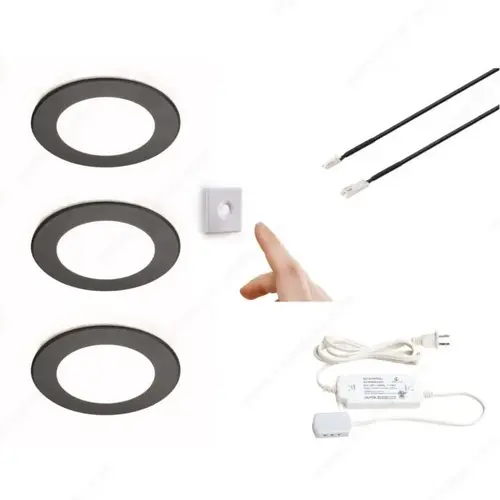 Richelieu Hardware WEBKIT1243021 ATOM puck LED for Under Cabinet Lighting - Started Guide Black