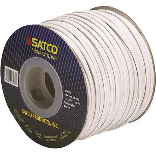 Satco 93/130 250 ft. 18/2 White Vinyl Lamp Zip Cord