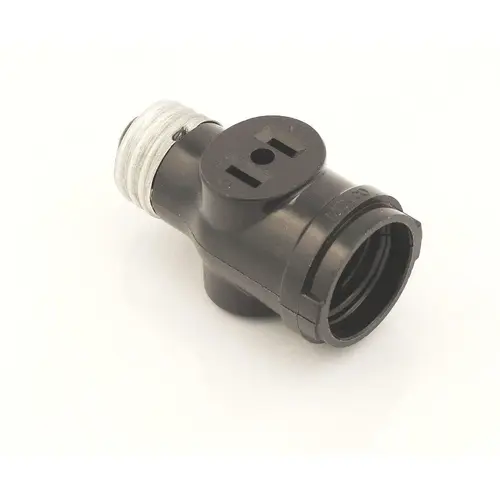 Leviton 002-01403-000 Adapter, 660 W, 2-Outlet, Bakelite, Black