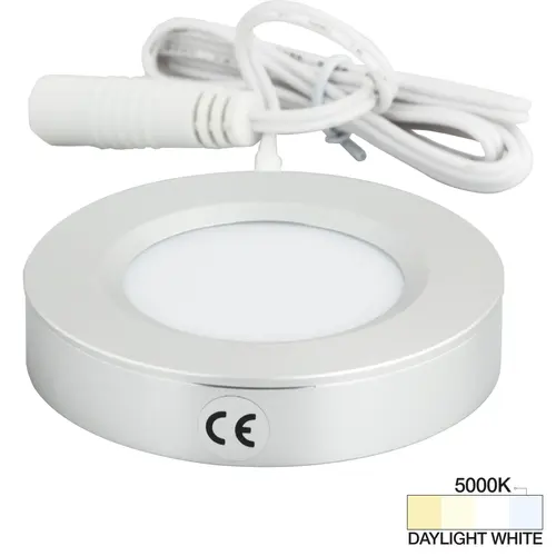 Task Lighting L-PS-FR-3BA-50 180 Lumens/Fixture 12-volt Standard Output Pearl Series Puck Light, Single-White, Brushed Aluminum, Daylight White 5000K