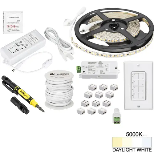 Task Lighting L-VK1Z1A-16-50 16 Ft. 225 Lumens/Ft.. 12-volt Standard Output Quattro Wireless Controller Tape Light Kit, 1 Zone 1 Area, Daylight White 5000K