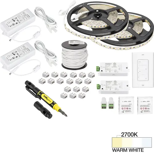 Task Lighting L-VK2Z2A-32-27 32 Ft.. 225 Lumens/Ft. 12-volt Standard Output Duo Wireless Controller Tape Light Kit, 2 Zone 2 Area, Single-White, Warm White 2700K