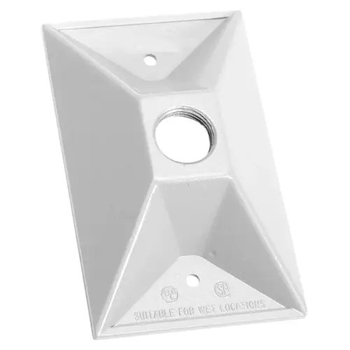 BWF 811W-1 Lampholder Cover, 4-1/2 in L, 2-7/8 in W, Rectangular, Metal, White