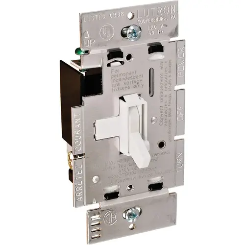 Hafele 820.66.755 Lutron Wall Dimming Control, Ariadni, 2 Wire Low Voltage (LV) White White