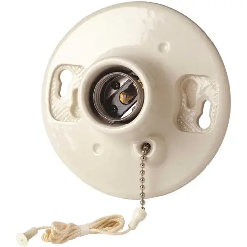 Leviton R50-29816-00C 29816-C Lamp Holder, 250 V, 660 W, Aluminum Contact, Porcelain Housing Material, White