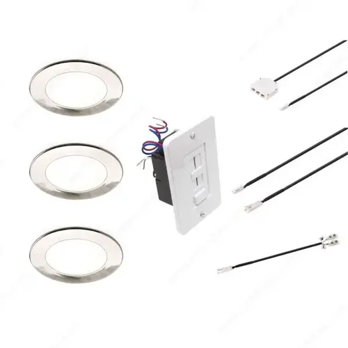 Richelieu Hardware WEBKIT1243033 ATOM puck LED for Under Cabinet Lighting - Started Guide Satin Nickel