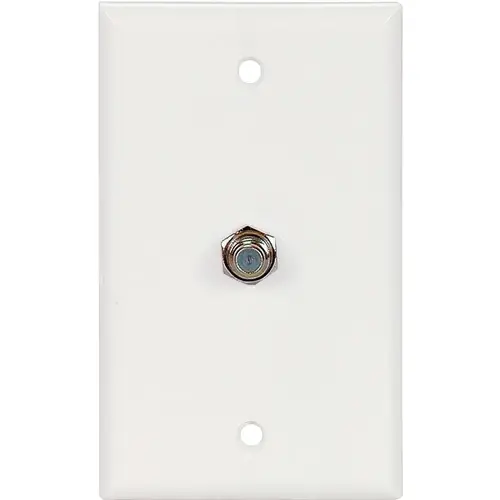 Eaton 1172W Wallplate with Coaxial Adapter, 4-1/2 in L, 2-3/4 in W, 1 -Gang, Thermoplastic, White