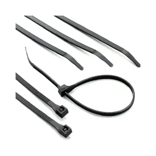 Gardner Bender 46-104UVB Miniature Cable Ties, 18 lb Tensile Strength, 4 in L, Black, 100/Bag