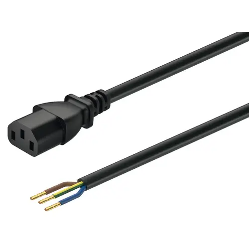 Hafele 833.89.264 Mains lead, Country-specific, C13 socket Open cable ends (US) 3-pin US, bare ended for direct connection, length: 2 m Black