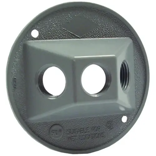 Hubbell 5197-5 Cluster Cover, 4-1/8 in Dia, 4-1/8 in W, Round, Metal, Gray, Powder-Coated