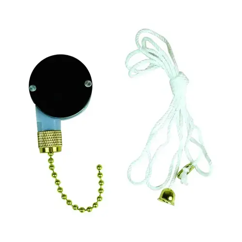 Jandorf 60306 Pull Chain Switch, 250 V, 3 A, Black