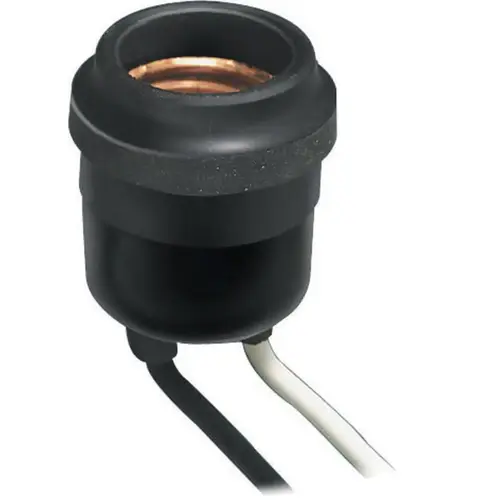 Leviton 00055-000 Keyless Outdoor Socket Aluminum Incandescent Medium Base Black