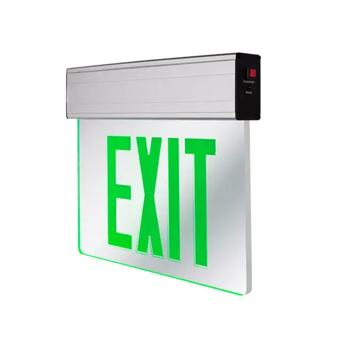 Medinah Power EDGE-ES-2SG-S Edge Lit Exit Double Sided, 3.5W Wattage, Silver With Green Letters
