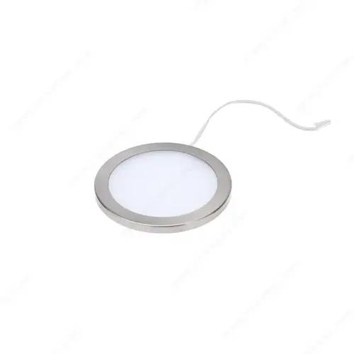 Richelieu Hardware 37906024122185 SUBRA - Slim LED Puck - 24V, 3'' Satin Nickel