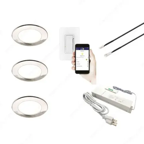Richelieu Hardware WEBKIT1243028 ATOM puck LED for Under Cabinet Lighting - Started Guide Satin Nickel