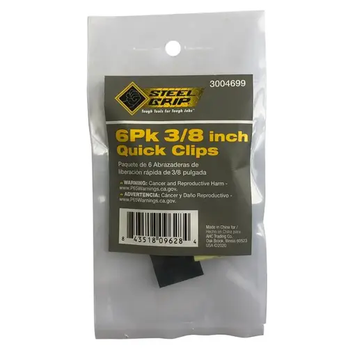 Steel Grip CK-3/8 Quick Clip 3/8" D X 0.38" L Black Polypropylene Black