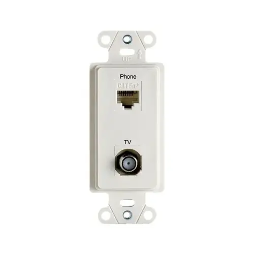 PASS & SEYMOUR WP3211-WH Phone & TV Strap, RJ45, Pre-Configured, White