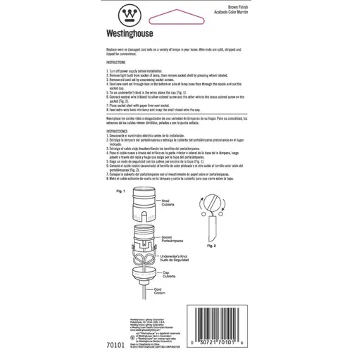 Westinghouse 70101 8 Ft. 18 Ga. Brown Replacement Lamp Cord