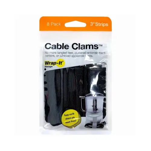 Wrap-It Storage 408-CC-3LX-BL-XCP6 3" BLK Cable Clam - pack of 6