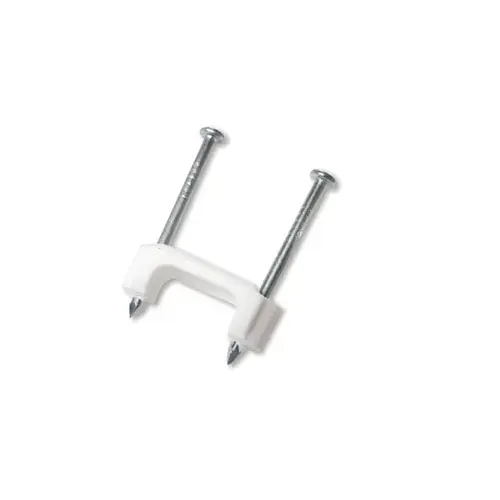 GB PS-175 Cable Staple, 3/4 in W Crown, 1-1/4 in L Leg, Plastic/Polyethylene White - pack of 100
