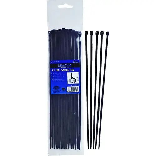 ProSource CT0802/CV200SW Cable Tie, 50 mm Max Bundle Dia, Self-Lock Locking, Nylon, Black - pack of 25