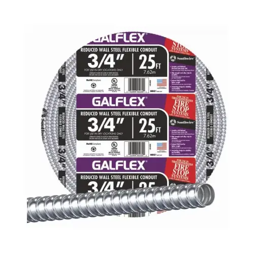 Southwire 55081711 Flexible Electrical Conduit 3/8" D X 25 ft. L Steel For FMC Gray