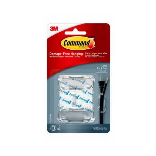 Command 17303CLRES Cord Clips 0.5" L Clear Plastic Clear