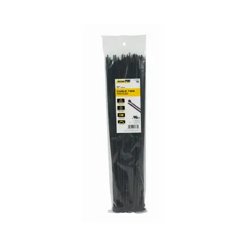ECM INDUSTRIES LLC CT17-50100UVB Standard Duty Cable Tie, UV Black, 17-In - pack of 100