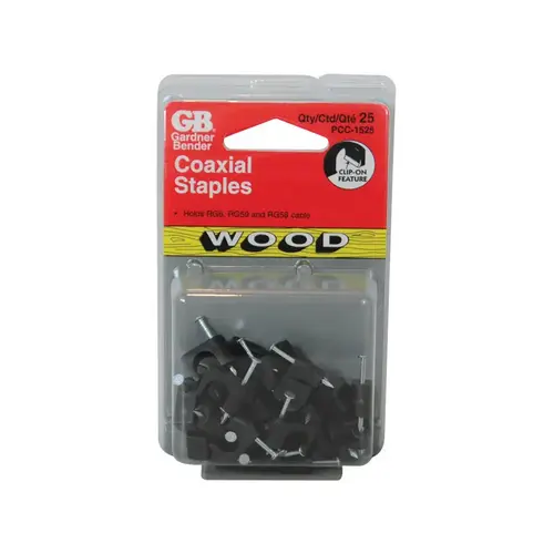 Gardner Bender PCC-1525 Coaxial Staple 1/4" W Plastic Insulated Zinc-Plated