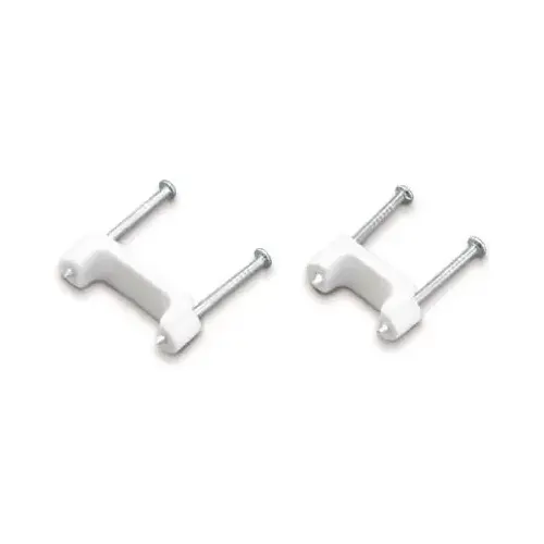 GB PS-150Z Cable Staple, 1/2 in W Crown, 1-1/4 in L Leg, Plastic/Polyethylene White - pack of 100