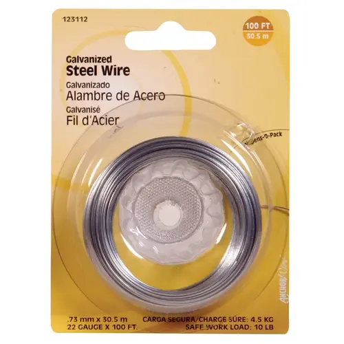 Hillman 123112-N Wire 100 ft. L Galvanized Steel 22 Ga. Galvanized