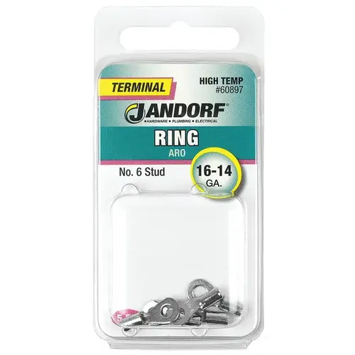 Jandorf 60897 Ring Terminal, 16 to 14 AWG Wire, #6 Stud
