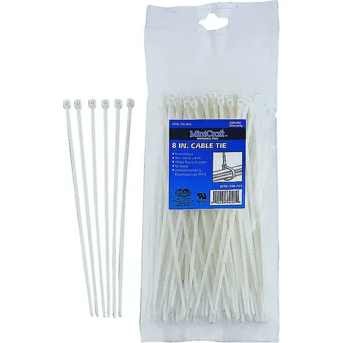 ProSource CT0906/CV200S Cable Tie, 50 mm Max Bundle Dia, Self-Lock Locking, Nylon, Clear - pack of 100