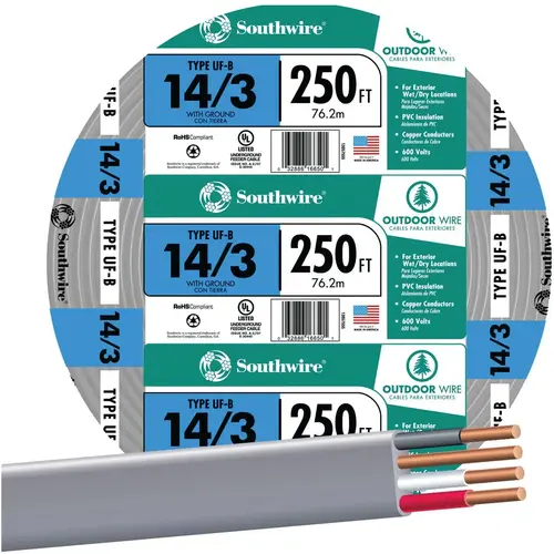 Southwire 13057555 250 Ft. 14 AWG 3-Conductor UFW/G Electrical Wire