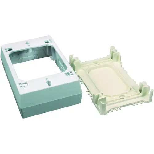 Wiremold NM3 NM Outlet Box, 1 -Gang, 0 -Knockout, Plastic, Ivory, Wall Mounting