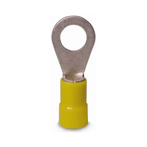 GB 20-107 Ring Terminal, 600 V, 12 to 10 AWG Wire, 12 to 1/4 in Stud, Vinyl Insulation, Copper Contact, Yellow - pack of 14