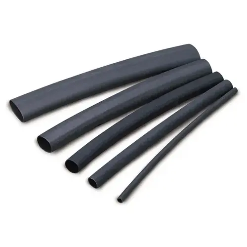 GB HST-250 Heat Shrink Tubing, 1/4 to 1/8 in Dia, 4 in L, Polyolefin, Black - pack of 6