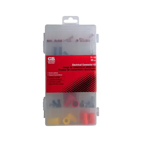 GB TK-100 Wire Connector Kit, Solderless, Assorted, For: 22 to 10 AWG Wire, 100 -Piece - pack of 80