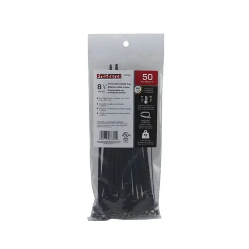 ProSource CT0930-A Cable Tie, 50 mm Max Bundle Dia, Mounting Tie Locking, Nylon, Black, Screw - pack of 50