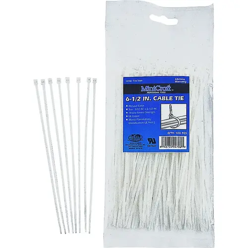 ProSource CV165-1003L Cable Tie, 39 mm Max Bundle Dia, Self-Lock Locking, Nylon, Clear - pack of 100