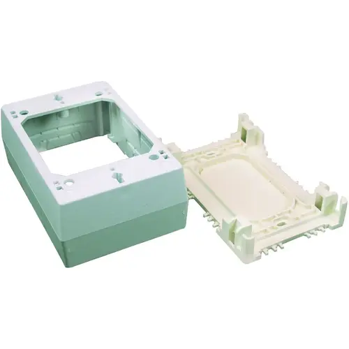 Wiremold NM2 NM Outlet Box, 1 -Gang, 0 -Knockout, Plastic, Ivory, Wall Mounting