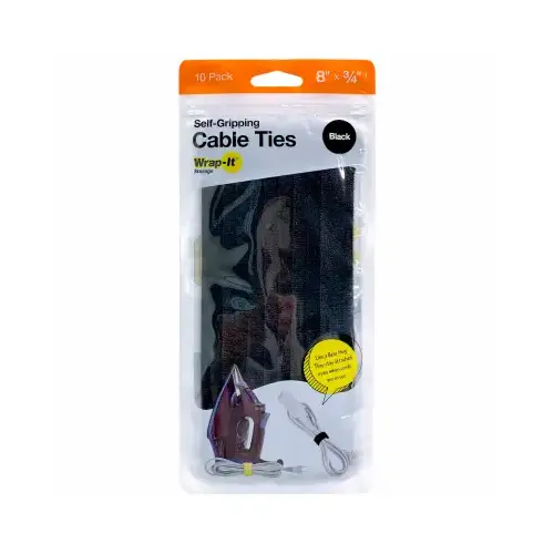 Wrap-It Storage 410-8BL-XCP6 8" BLK Cable Ties - pack of 60