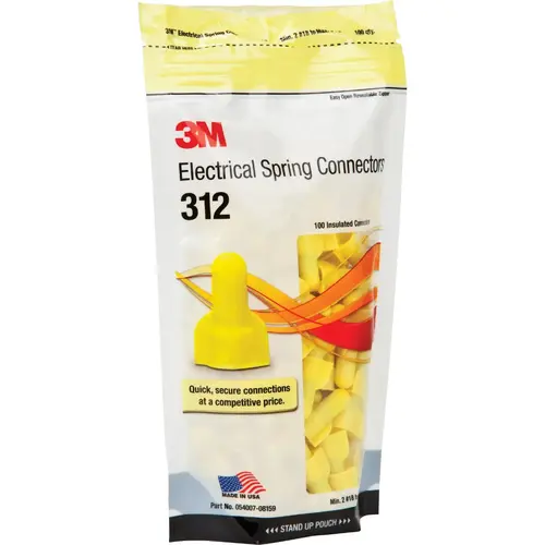 3M SG-Y POUCH Medium Yellow 22AWG to 8AWG Wing Wire Connector - pack of 100