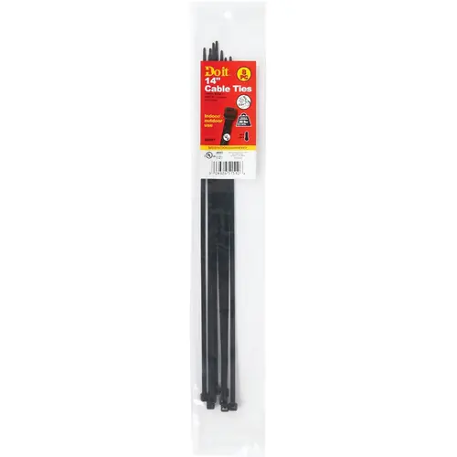 Do it LH-S-360-14-UVB-8 14 In. x 0.189 In. Black Molded Nylon Weather Resistant Cable Tie - pack of 8