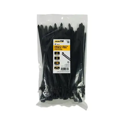 ECM INDUSTRIES LLC CT8-120100UVB Heavy Duty Cable Tie, UV Black, 8-In - pack of 100